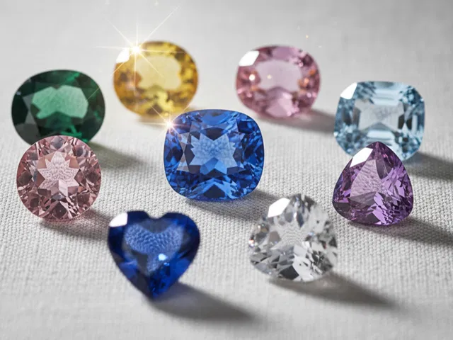 selection of different coloured loose polished sapphires